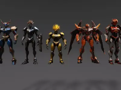 Robots Pack 2 Low-poly 3D model
