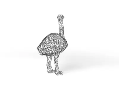 Ostrich Wireframe Low-poly 3D model