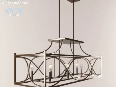 Eight Light Island Chandelier 3D model