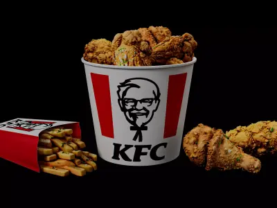 KFC Fried Chicken and Fries 3D Model Ultra Realistic Fast Food Low-poly 3D model