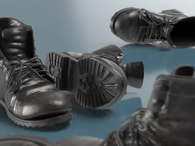  Leather Combat Vintage Boots Black Used 