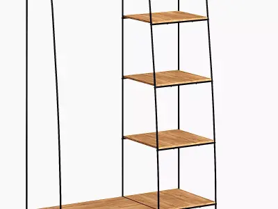 Clothing Rack with Storage Shelves 3D model