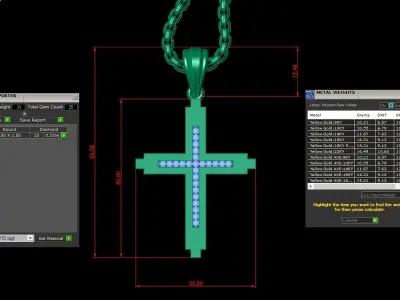 High Cross Pendant Light Gold 18K 3CP091 3D model