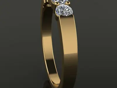 5 Stone Diamond Ring Band Engagement 3mm 3D print model