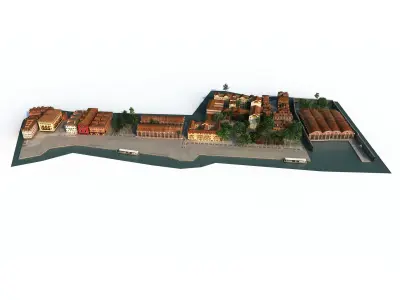 Brazil coast city buildings scene 3D model