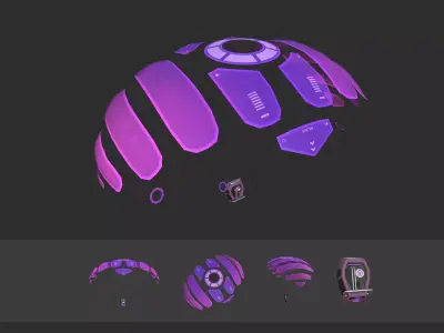 Scifi Parachute A05 Projection  - Character Accessories Design Low-poly 3D model