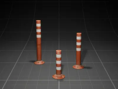 Used Road Props batch01 Low-poly 3D model