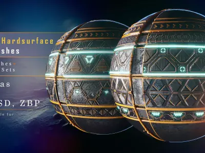 36 Sci-Fi Hardsurface Trim Brushes 3D model