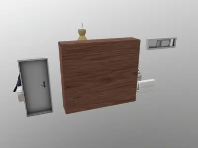 Bedroom Set cabinet with door and drawers 3D model