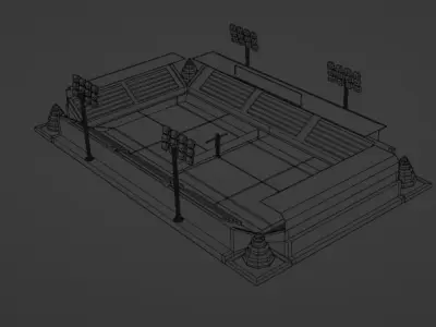 Low Poly Tennis Court Free low-poly 3D model