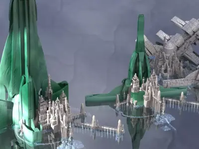 Jade Emperor Sci Fi city Towers City Kitbash 3D model