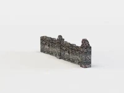 Stones wall Low-poly 3D model
