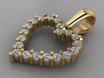 Dainty Diamond Heart Pendant Mix Design 3D print model