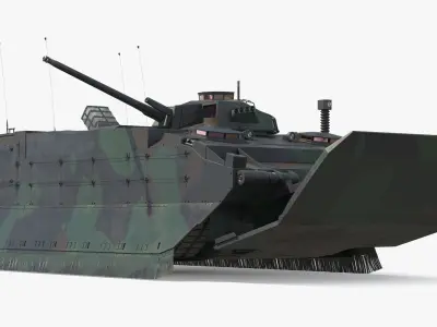  Amphibious Armored Carrier Camouflage Green Rigged for Maya 