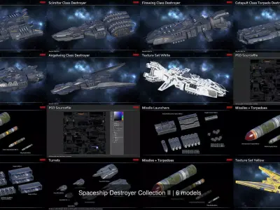 Spaceship Destroyer Collection II 3D Model Pack
