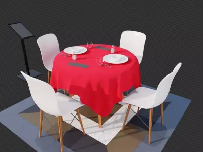 Table and equiptment 3D model