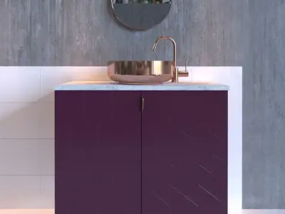 Washbasin bathroom vanity with copper sink Free 3D model