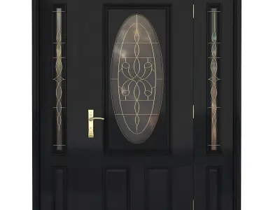 Door with 4 different wood materials Low-poly 3D model