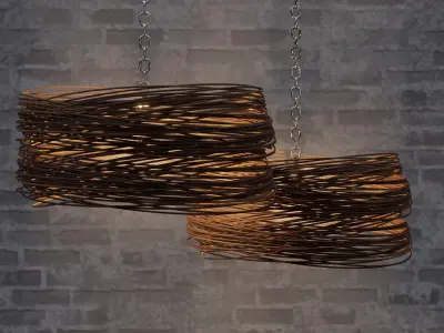 Bamboo Hanging Light Low-poly 3D model