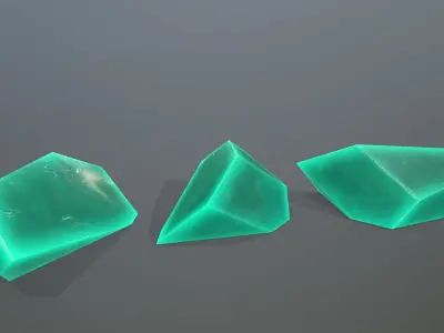 Crystal Set emerald gemstones Low-poly 3D model