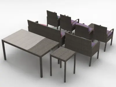 Rattan Garden Furniture Set 002 3D model