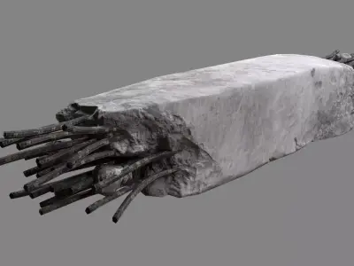 Damaged Concrete Column 02 v2 Low-poly 3D model