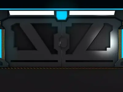 Sci Fi Door Low-poly 3D model 2