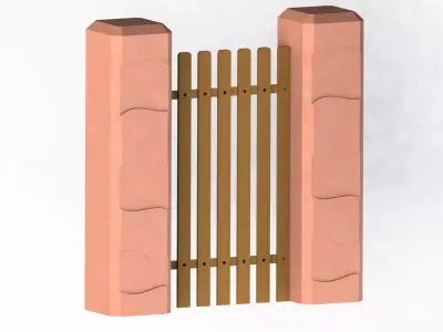 Ultimate Modular Fence Kit Wood and Pillars 3D model