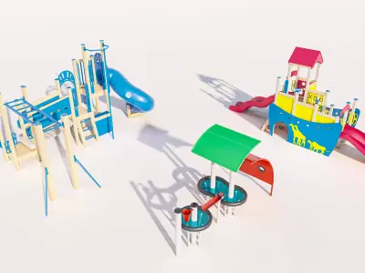 Childrens Playground Equipment Kit 3D Model Low-poly 3D model