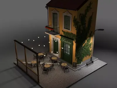 High poly cafe Paullete 3D model