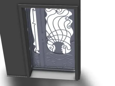 Door with forged metal 3D model
