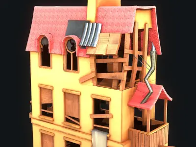 Stylized House Low-poly 3D model
