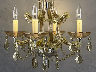 golden teak chandelier 3D model