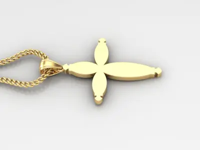Light Gold 18K Cross Pendant 1CP067 3D print model