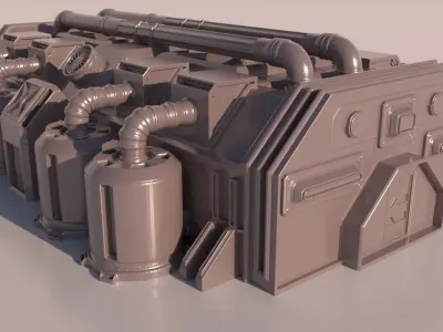 SCI-FI FACTORY BUILDING for 3Dprint 3D print model