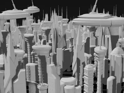 Sci-Fi Buildings Pack - 12 LOWPOLY 3D models Low-poly 3D model