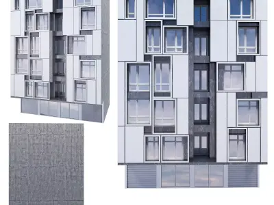 Low poly building modern apartment Low-poly 3D model