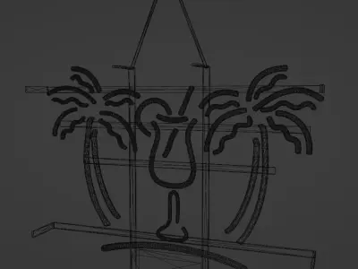 Neon Tropical Drink Sign Low-poly 3D model
