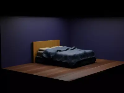 Simple Bed with flooring xD 3D model