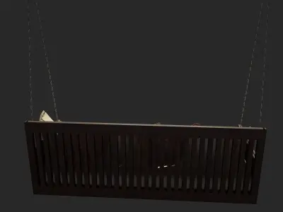 Swing wooden bed with pillows Free 3D model