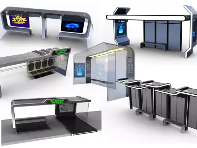 Bus Stops 3D Model Pack