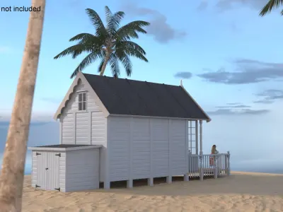  Beach Hut on Sea Shore 