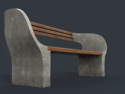 Modern Outdoor Bench 29 PBR Game Ready Low-poly 3D model