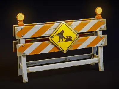 Construction Barricades - Stylized Pack Low-poly 3D model