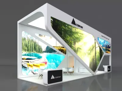 Exhibition Booth Stand Stall 12x4m Height 500 cm 3 Side Open 3D model