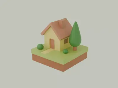 Cozy low poly house Free low-poly 3D model