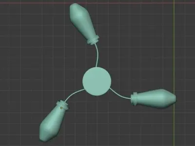 Chandelier three light ceiling fixture 3D model