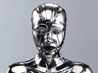 Sci-Fi Metal Woman PBR Rigged  3D model