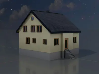 Modern single-family house version 2 L Low-poly 3D model