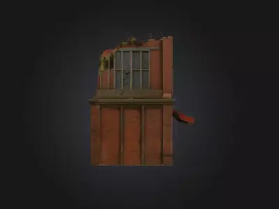 Ruined Corner Shop Low-poly 3D model